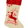 Cheap Christmas Warehouse Natural Burlap With Merry Christmas & Deer Design Christmas Stocking - 42Cm