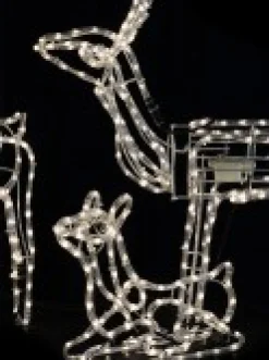 Store Christmas Warehouse Neutral White Led Rope Light 3D Animated Reindeer Family Display - 3 Set