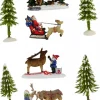 Hot Christmas Warehouse North Pole Santa, Reindeer & Elves Christmas Village Figurines - 8 Piece Set