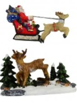Hot Christmas Warehouse North Pole Santa, Reindeer & Elves Christmas Village Figurines - 8 Piece Set