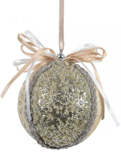 Online Christmas Warehouse Panel Pattern Decorated Bauble Christmas Tree Hanging Decoration - 80Mm