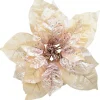 Outlet Christmas Warehouse Peach Pink With Rose Gold Poinsettia Decorative Christmas Flower Pick - 22Cm