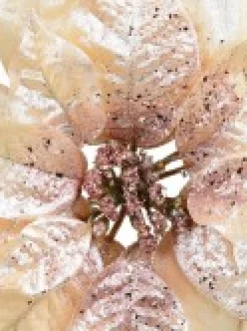 Outlet Christmas Warehouse Peach Pink With Rose Gold Poinsettia Decorative Christmas Flower Pick - 22Cm