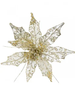 Shop Christmas Warehouse Pearl Velvet & Metallic Sheer Cactus Decorative Christmas Flower Pick - 22Cm