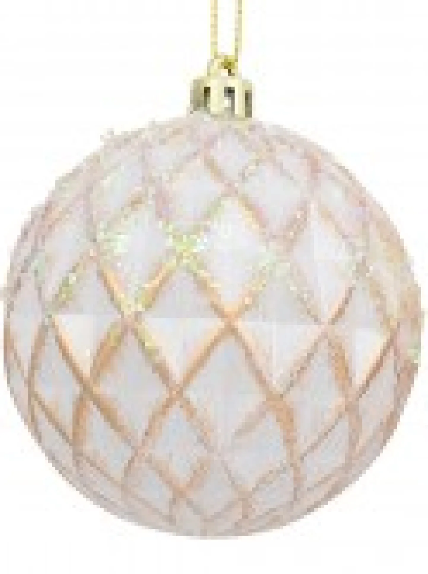 Flash Sale Christmas Warehouse Pearlised Rose Gold & White Textured Baubles With Glitter & Sequins - 4 X 80Mm