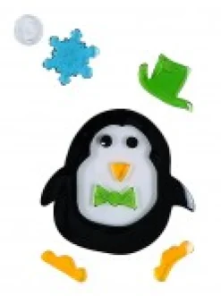 Shop Christmas Warehouse Penguins, Snowflakes & Snowballs Gel Window Cling Decoration - 19Cm