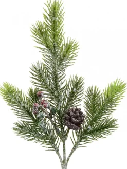 Shop Christmas Warehouse Pine Cone & Berry Frosted Natural Look Pine Christmas Spray - 32Cm