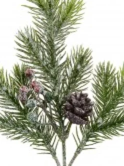 Shop Christmas Warehouse Pine Cone & Berry Frosted Natural Look Pine Christmas Spray - 32Cm