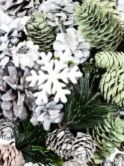 Cheap Christmas Warehouse Pine Cones With Snowflakes, Berries & Bells Christmas Decoration Mix - 350G