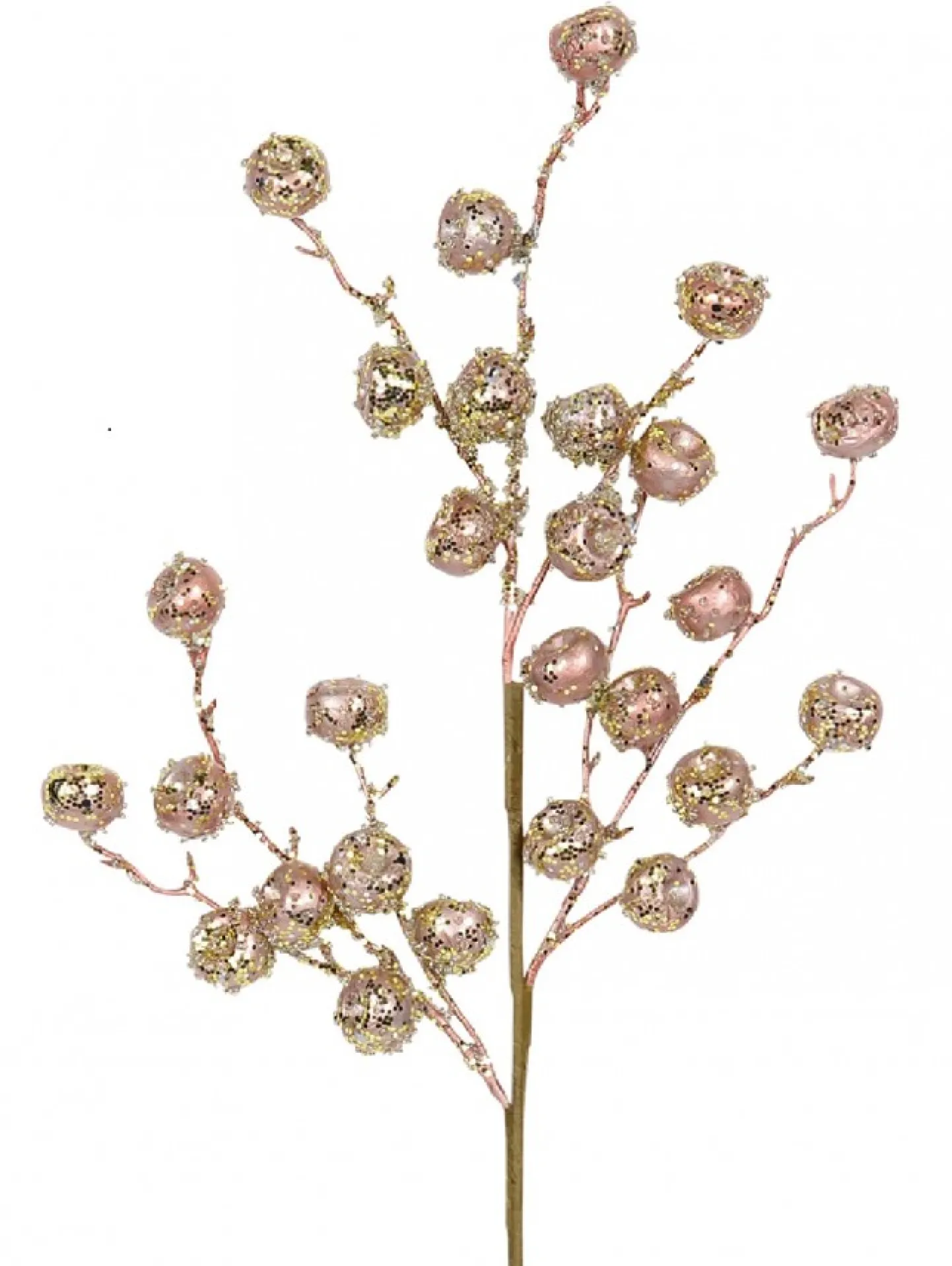 Store Christmas Warehouse Pink Glitter Large Berries Decorative Christmas Spray Stem - 51Cm
