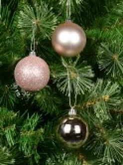 Hot Christmas Warehouse Pink Glittered, Matte & Metallic Christmas Bauble Decorations - 12 X 60Mm