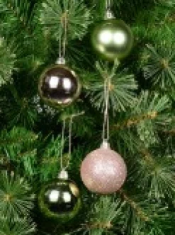 Discount Christmas Warehouse Pink Metallic & Glittered With Mint Green Metallic & Matte Baubles - 12 X 60Mm