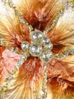 Hot Christmas Warehouse Platinum & Brown With Sequins Tulip Decorative Christmas Flower Pick - 20Cm