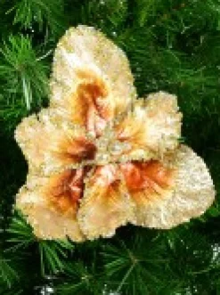 Hot Christmas Warehouse Platinum & Brown With Sequins Tulip Decorative Christmas Flower Pick - 20Cm