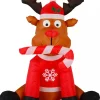 Best Sale Christmas Warehouse Playful Deer With Candy Cane Illuminated Christmas Inflatable Display - 1.2M