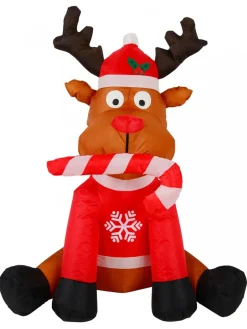Best Sale Christmas Warehouse Playful Deer With Candy Cane Illuminated Christmas Inflatable Display - 1.2M