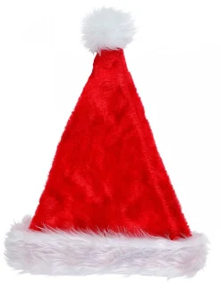 Online Christmas Warehouse Plush Red Traditional Christmas Santa Hat - One Size Fits Most