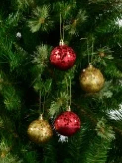 Fashion Christmas Warehouse Red & Gold Crackle Effect Christmas Baubles With Sequins Design - 6 X 60Mm