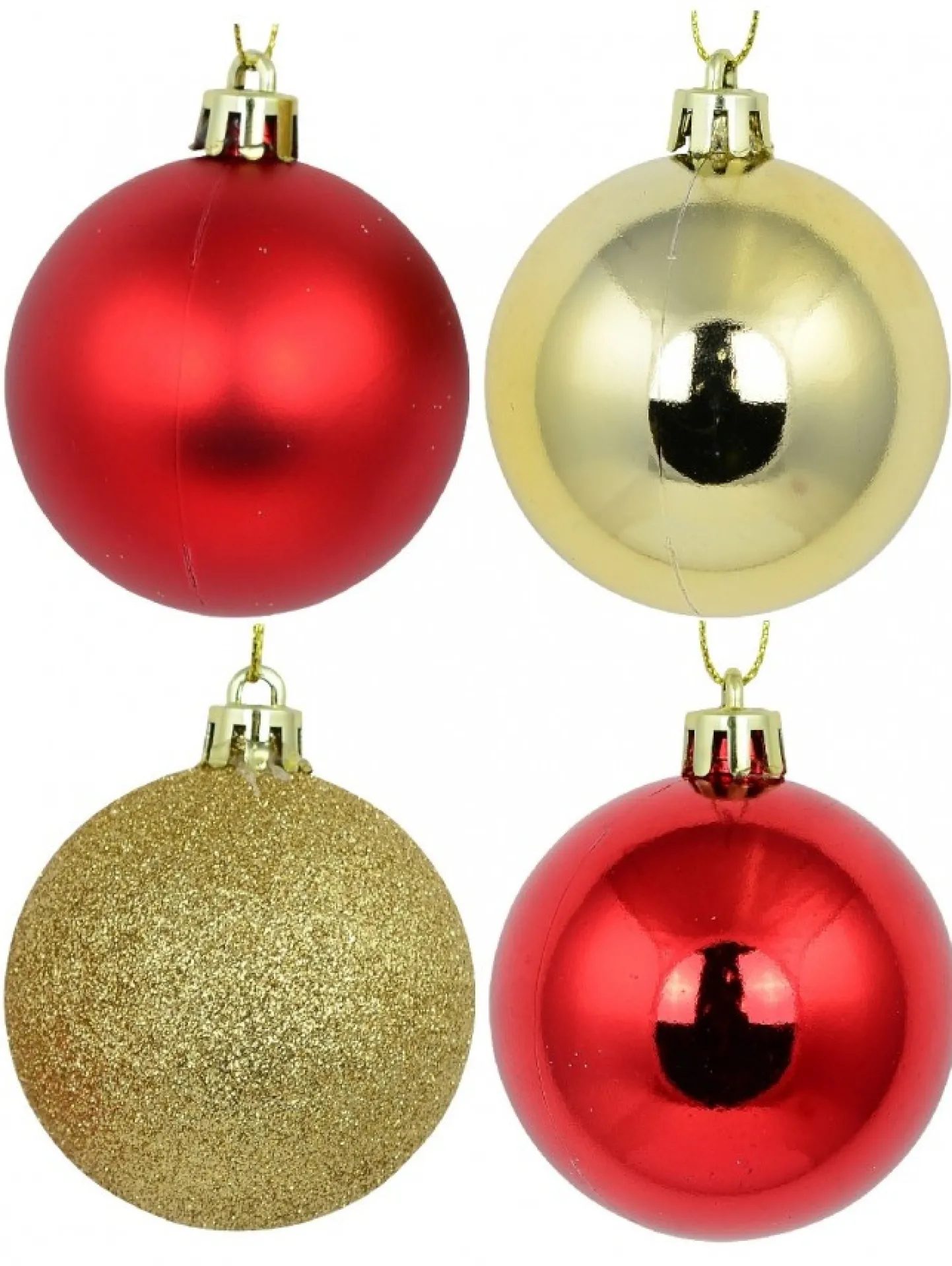 Shop Christmas Warehouse Red & Gold Metallic, Matte & Glitter Christmas Baubles - 12 X 60Mm