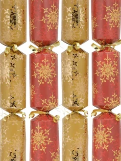 Sale Christmas Warehouse Red & Gold With Snowflakes Pattern Christmas Cracker Bon Bons - 12 X 30Cm