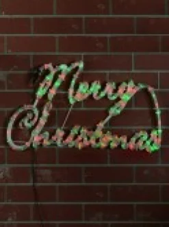 Flash Sale Christmas Warehouse Red & Green Cursive Merry Christmas Led Rope Light Silhouette - 72Cm