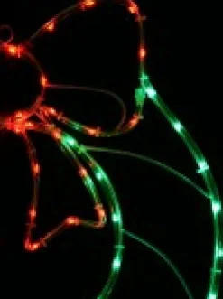 Cheap Christmas Warehouse Red & Green Led Wreath With Bow Noodle Rope Light Silhouette - 50Cm