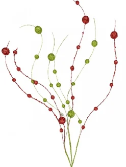 Sale Christmas Warehouse Red & Green Pussy Willow Look Christmas Branch Stem - 1M