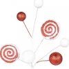 Cheap Christmas Warehouse Red & White Candy Cane Swirls & Balls Decorative Christmas Spray Pick - 28Cm