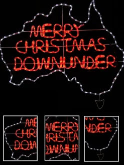Shop Christmas Warehouse Red & White Merry Christmas Down Under Aussie Rope Light Silhouette - 1.1M