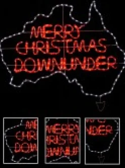 Shop Christmas Warehouse Red & White Merry Christmas Down Under Aussie Rope Light Silhouette - 1.1M