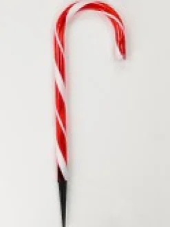 Hot Christmas Warehouse Red & White Stripe Led Candy Cane Solar Powered Path Lights - 4 X 43Cm