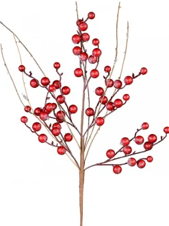 Best Christmas Warehouse Red Berry & Branches With Frost Look Decorative Christmas Spray Stem - 68Cm