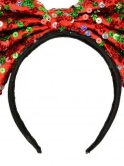 Sale Christmas Warehouse Red Christmas Bow Headband With Three Colour Sequins - One Size Fits Most