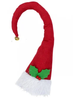 Best Christmas Warehouse Red 3D Santa Hat With Holly & Fur Brim Christmas Tree Top Decoration - 40Cm