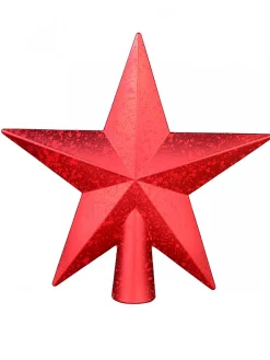 Outlet Christmas Warehouse Red 3D Star With Splatter Pattern Christmas Tree Top Decoration - 20Cm