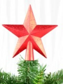 Outlet Christmas Warehouse Red 3D Star With Splatter Pattern Christmas Tree Top Decoration - 20Cm