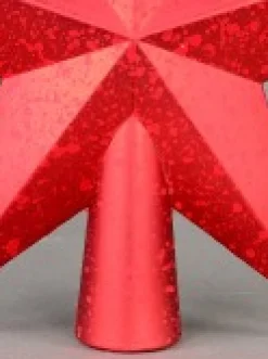 Outlet Christmas Warehouse Red 3D Star With Splatter Pattern Christmas Tree Top Decoration - 20Cm