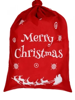 Best Sale Christmas Warehouse Red Felt Merry Christmas & Sleigh Silhouette Gift Santa Sack - 88Cm
