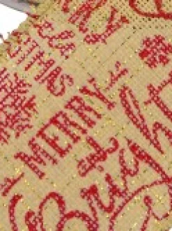 New Christmas Warehouse Red Font On Natural Burlap Look Fabric & Edging Christmas Ribbon - 3M