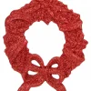 Cheap Christmas Warehouse Red Glitter Wreath With Bow Christmas Tree Hanging Decoration - 12Cm