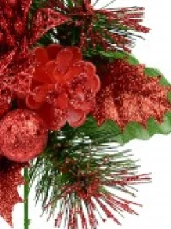 Flash Sale Christmas Warehouse Red Glittered Berry, Holly & Assorted Decorations Christmas Foliage Pick - 17Cm