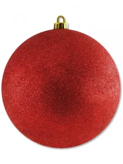 Best Christmas Warehouse Red Glittered Large Display Bauble Christmas Decoration - 20Cm