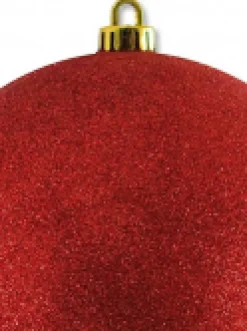 Best Christmas Warehouse Red Glittered Large Display Bauble Christmas Decoration - 20Cm