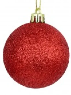 Best Christmas Warehouse Red Glittered, Matte & Metallic Christmas Bauble Decorations - 12 X 60Mm