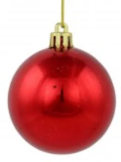Discount Christmas Warehouse Red Metallic, Green Matte & Glittered Gold Christmas Baubles - 27 X 60Mm