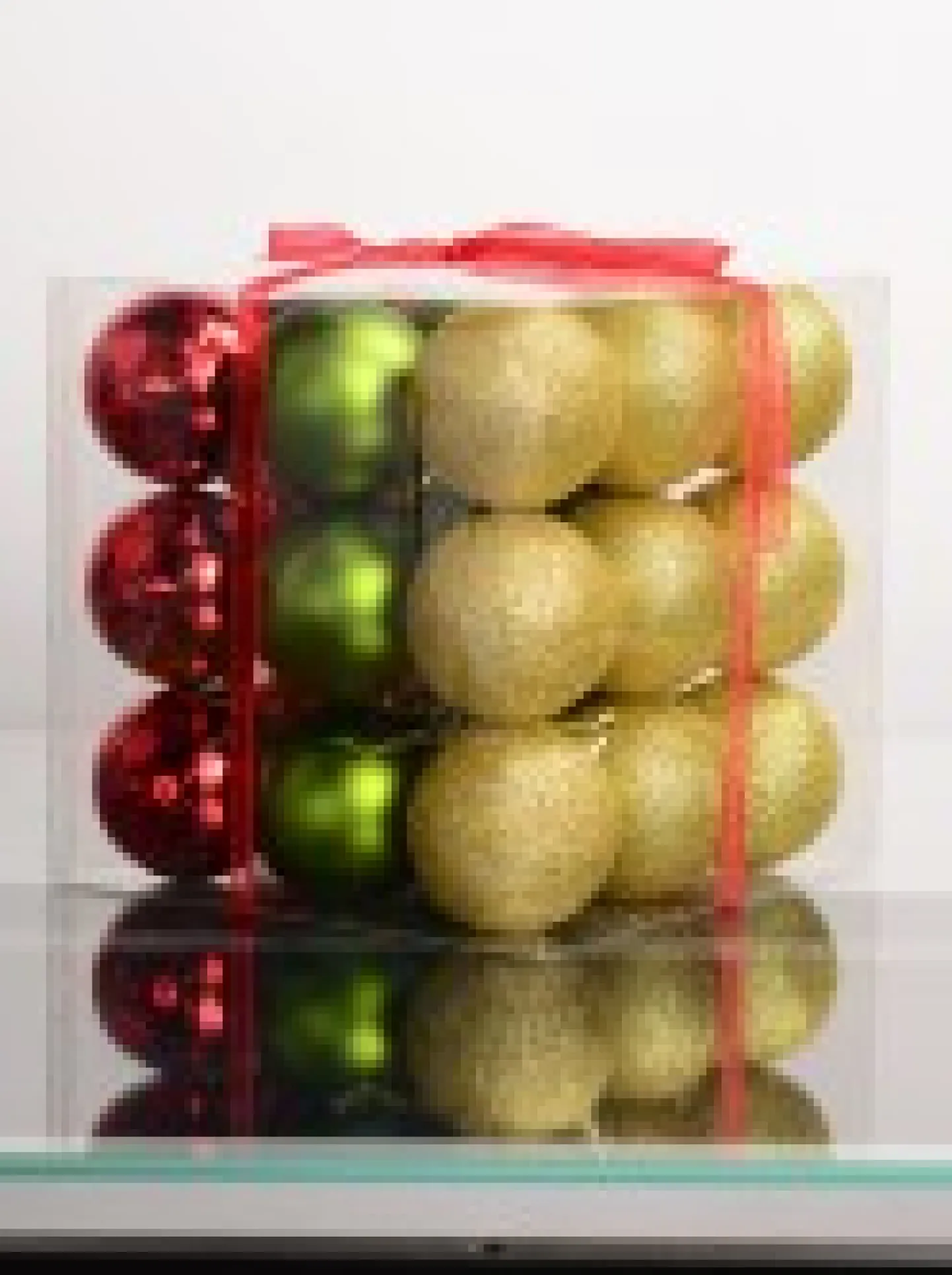 Discount Christmas Warehouse Red Metallic, Green Matte & Glittered Gold Christmas Baubles - 27 X 60Mm
