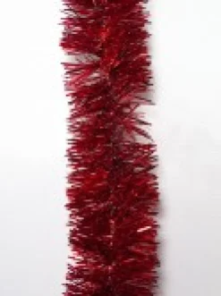 Online Christmas Warehouse Red Metallic 6Ply Classic Christmas Tinsel Garland - 50Mm X 5M
