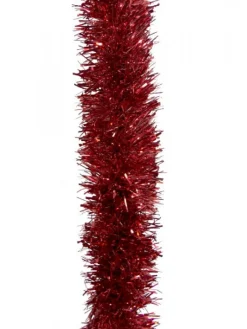Best Christmas Warehouse Red Metallic 8Ply Classic Christmas Tinsel Garland - 10Cm X 5M