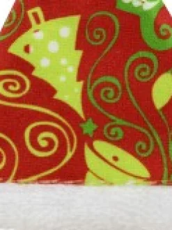 Best Christmas Warehouse Red Santa Hat With Green Print Christmas Tree Hanging Decoration - 12Cm