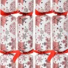 Store Christmas Warehouse Red Snowflakes Pattern On White Christmas Cracker Bon Bons - 10 X 36Cm